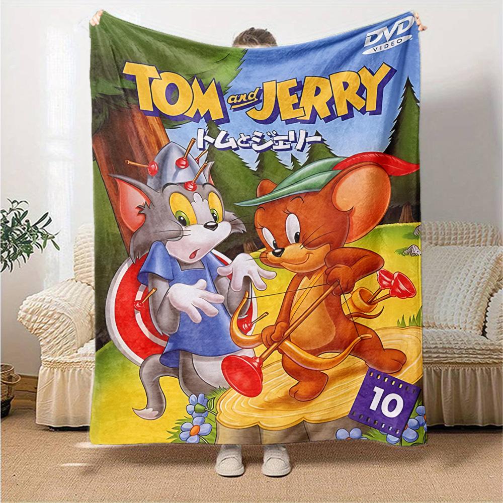 1pc Tom and Jerry Flannel Blanket Soft Warm Throw for Home, Office, Travel, All-Season Cozy Bedding Gift L1470