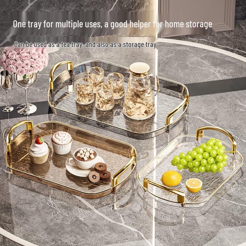 Kemert PET-Kunststoff Leichtes Luxus Serviertablett Set mit Griffen