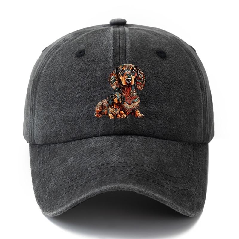 Dog cartoon printed baseball cap with curved edges for casual outdoor sports, parties, camping, truck driver hat