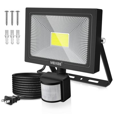 MEIKEE [2022 Verbesserter 2-Pin-Stecker] Außen-Bewegungssensor Sicherheitslicht, 20W, 6500K, 2000LM, PIR-Außensensor-Flutlicht, Wasserdicht, Tageslicht