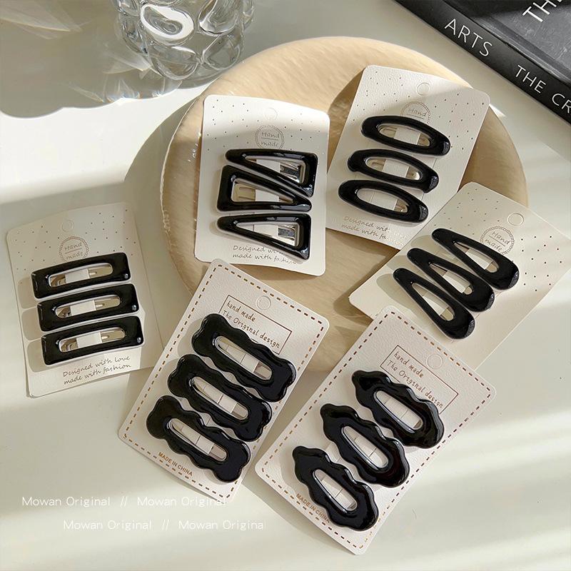 3Pcs/lot Black Geometric Hair Clip BB Hairpins Barrettes Styling Tools Headbands for Women Hairgrips Hair Styling Accessories