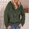 Women Casual Plus Size Loose Hoodie Plush Button Solid Color Loose Sweater Top