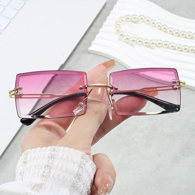 New Frameless Cut Edge Square Frame Sunglasses Fashion Women Multi Colored Eyeglasses Men Shades Eyewear Uv400