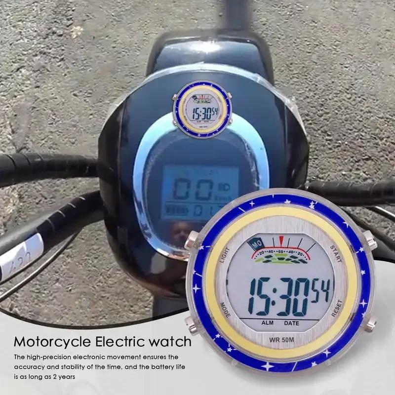 Waterproof Motorcycle Stainless Steel Luminous Clock Bike Universal Chrome Handlebar Mount Quartz Clock Watch Motor Accessories