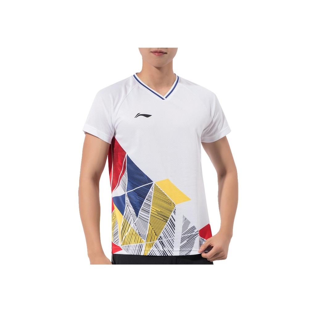 Li-Ning Casual Breathable Sports Badminton Short Sleeve T-Shirt Unisex Tops White AAYR375-1