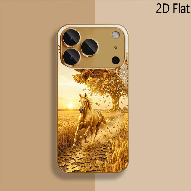 horse print Patterned tempered glass design for iPhone16 17 Pro Max 15 14 13 12 11 ProMax Phone Case Camera Cover Shockproof H