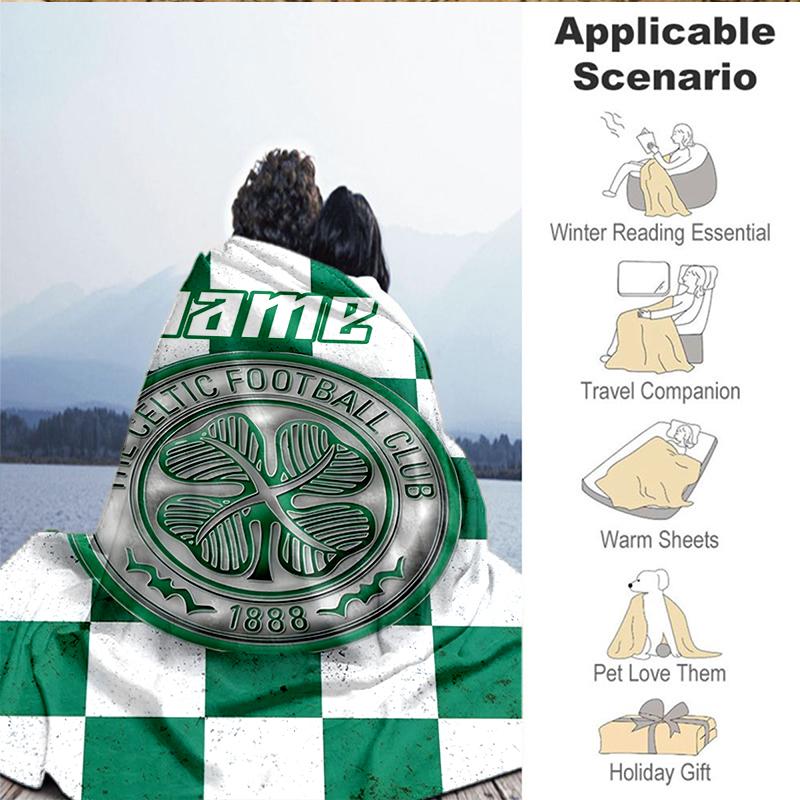 Coperta Personalizzata con Stemma Calcio Celtico Leggera Ideale per Letto Perfetta per Viaggi, Campeggio, Soggiorni, Divani, Regalo di Natale