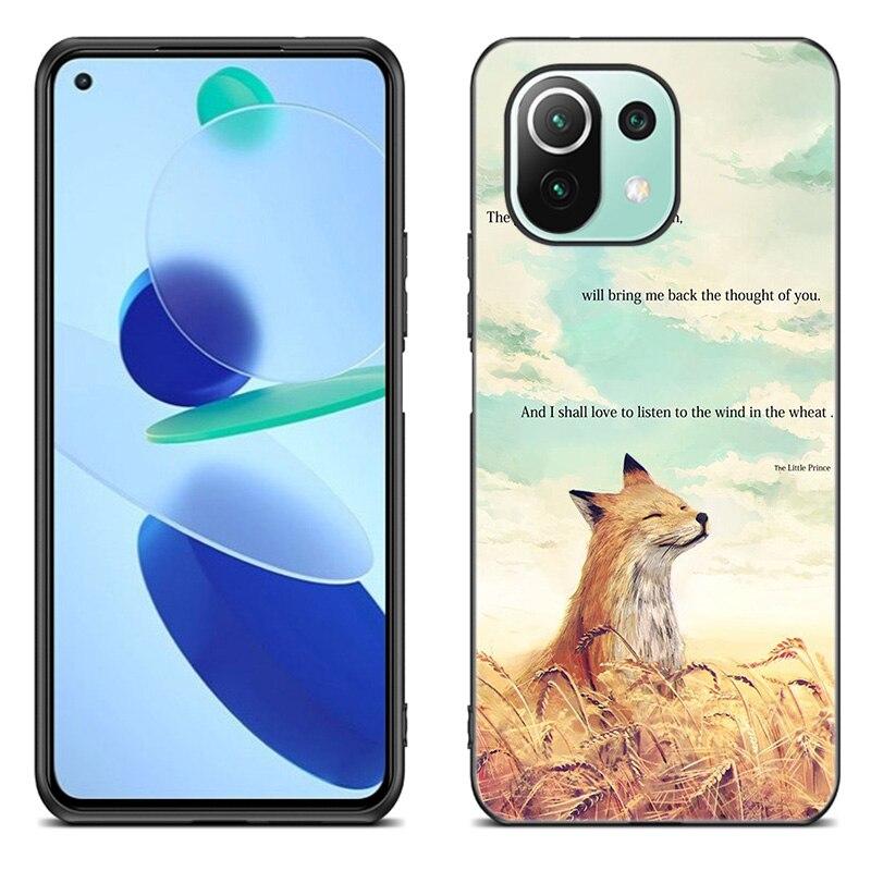 The Little Prince Fox Case For Xiaomi Mi 11 Lite NE 11i 10T 11T Pro A2 A3 Lite POCO F3 M3 M4 C31 X3 Pro NFC GT Black Soft Cover
