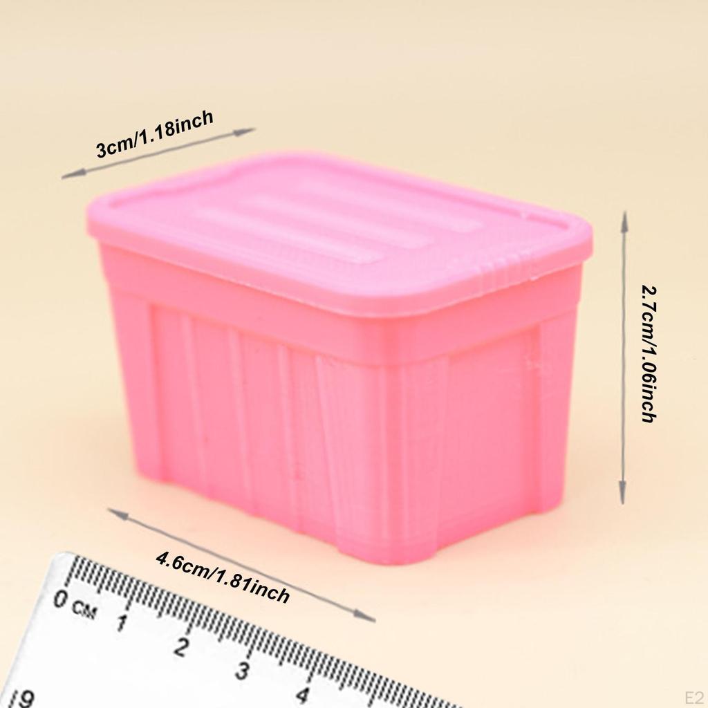 1/12 Miniature Storage Box with Lid Collections Mini Organizer Ornament for Micro Landscape DIY