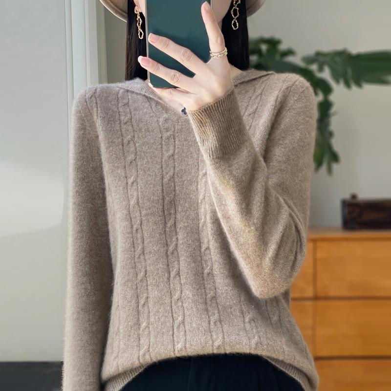 Women Knitted Hoodie 100% Wool Sweater MODERN NEW SAGA Winter Knitted Pullover Sweatshirt Soft Warm Wool Sweaters Jumper Knit Top