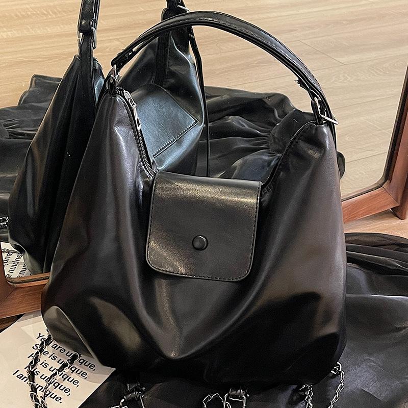 Premium Sense Retro Large-Capacity Bag Women'S Season Commuter Double Shoulder Back Bag Single Shoulder Tote Bag