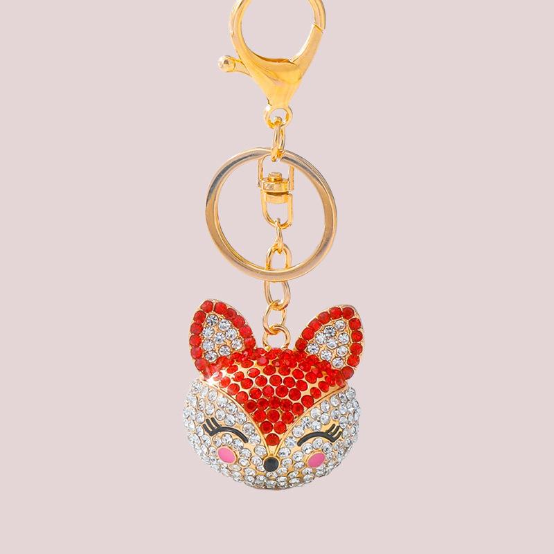Chinese Style Lion Dance Rhinestone Metal Keychain Small Pendant Creative Backpack Keychain