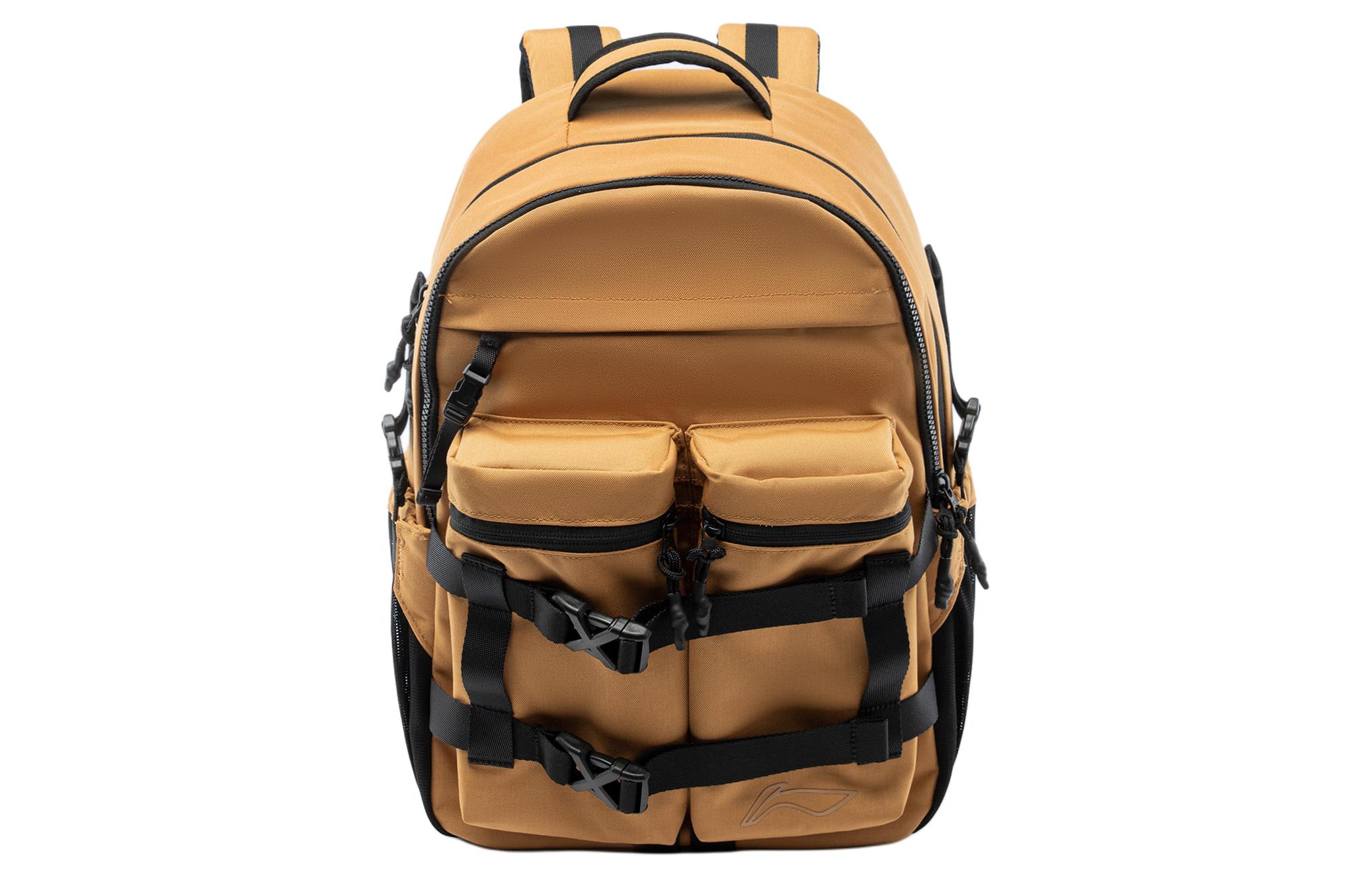 Li Ning Sports Life Collection Polyester Backpack Regular Unisex Khaki ABSU159-2