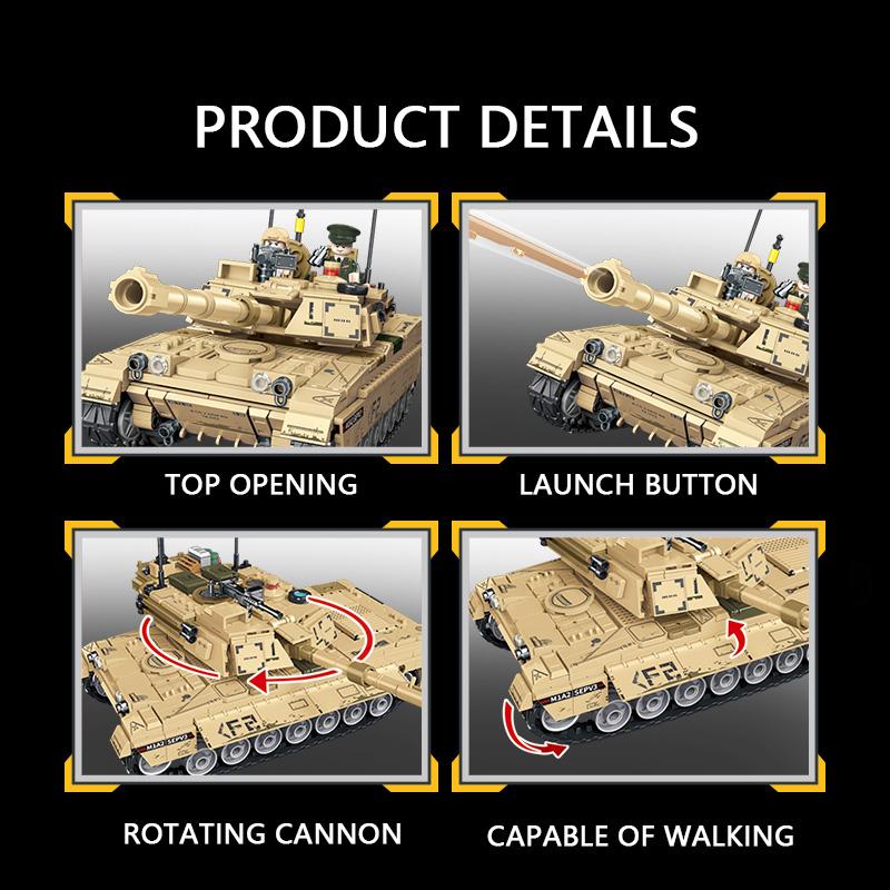 Non-Toxic Sembo Block Usa Military M1A2 Abrams Main Battle Tank Building Blocks Moc Ww2 Weapon Bricks Toys For Children Kids Halloween Gifts