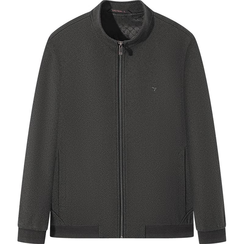 Septwolves Men's 24% Wool Stand Collar Knit Jacquard Jacket