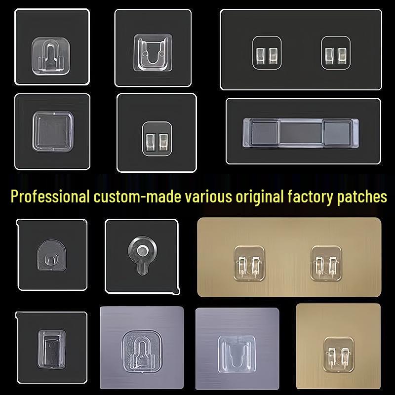 Multi-layer Adhesive Wall-Mount Storage Rack with Transparent Hooks for Bathroom