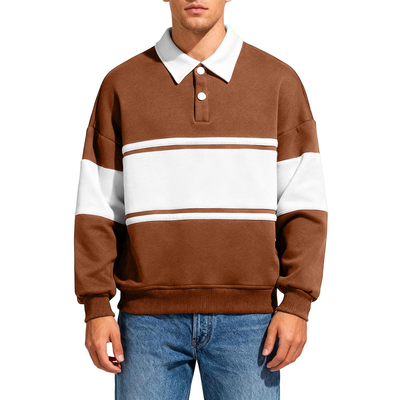 

Мужская толстовка свободного кроя с длинными рукавами и круглым вырезом XXL кофейный