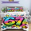 3PC Custom Name Colorful Graffiti Art Bedding Set Duvet Cover Closure Includes 1 Duvet Cover & 2 Pillowcases for Bedroom