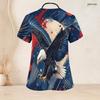 Women Plus Size Eagle Printed Nurse Scrub Top V Neck Short Sleeve With Front Pockets