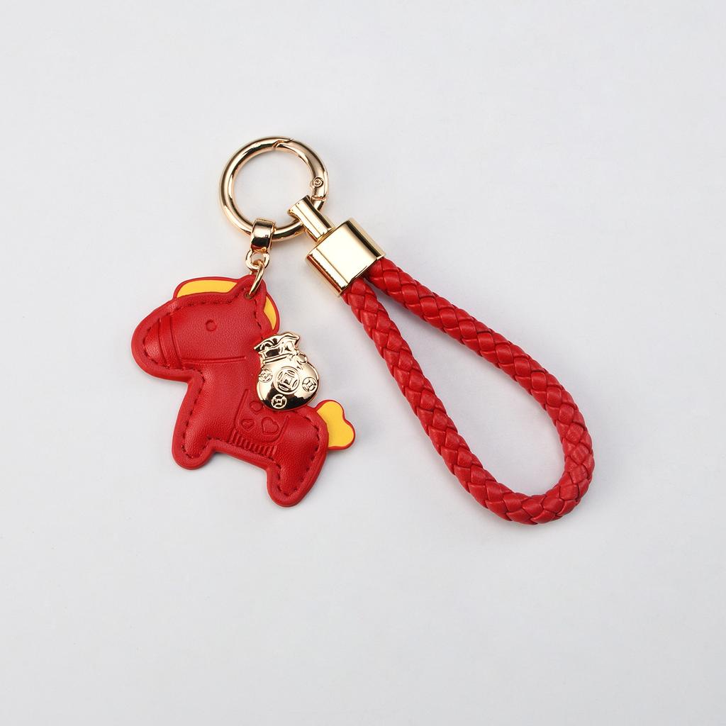 Creative Now Money Keychain Leather Braided Rope Fashion Cartoon Car Keychain Bag Cute Pony Pendant