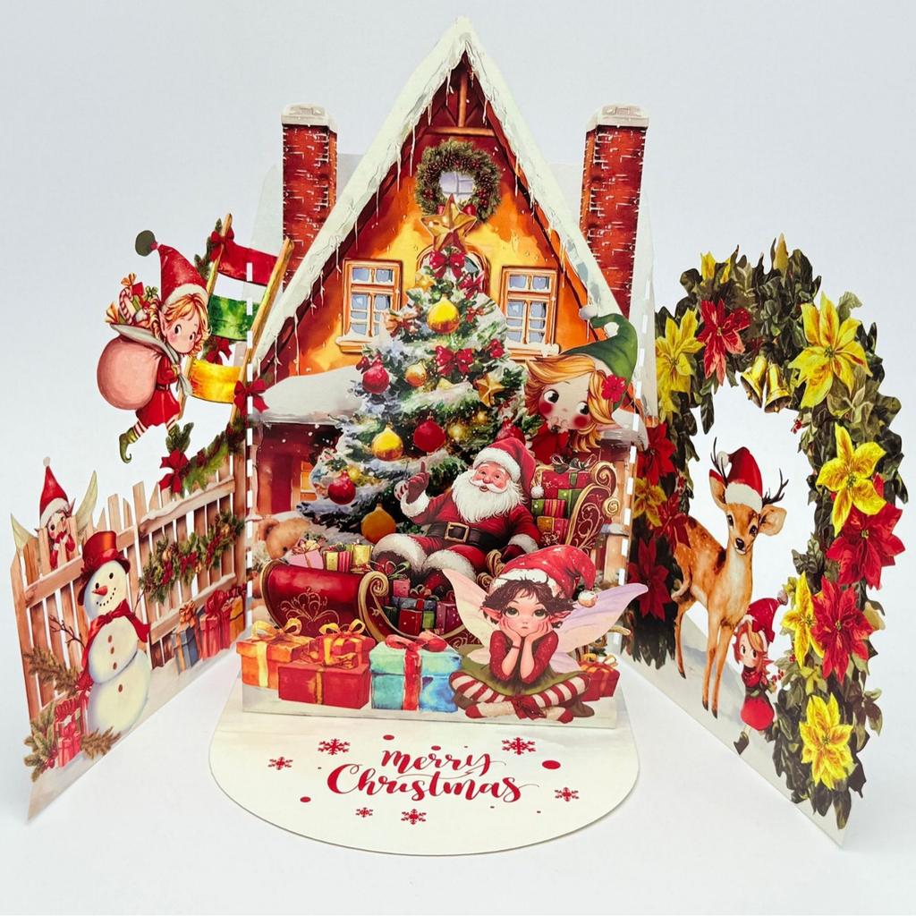 3d Christmas Card Unique Pop-Up Santa Claus Card Christmas Greeting Card Three-Dimensional For Decor Gifting Christmas