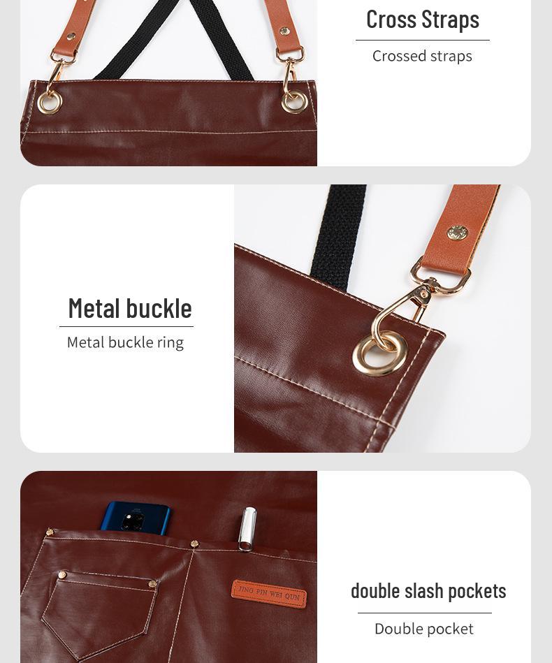 Extended PU Leather Waterproof Oil-Proof Apron for Kitchen & Catering with Custom Logo