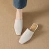 Fashion 2025 Summer Women Shoes Genuine Leather Square Toe Women Sandals Solid Modern Sandals for Women Chunky Heel Women's Mules Shoes