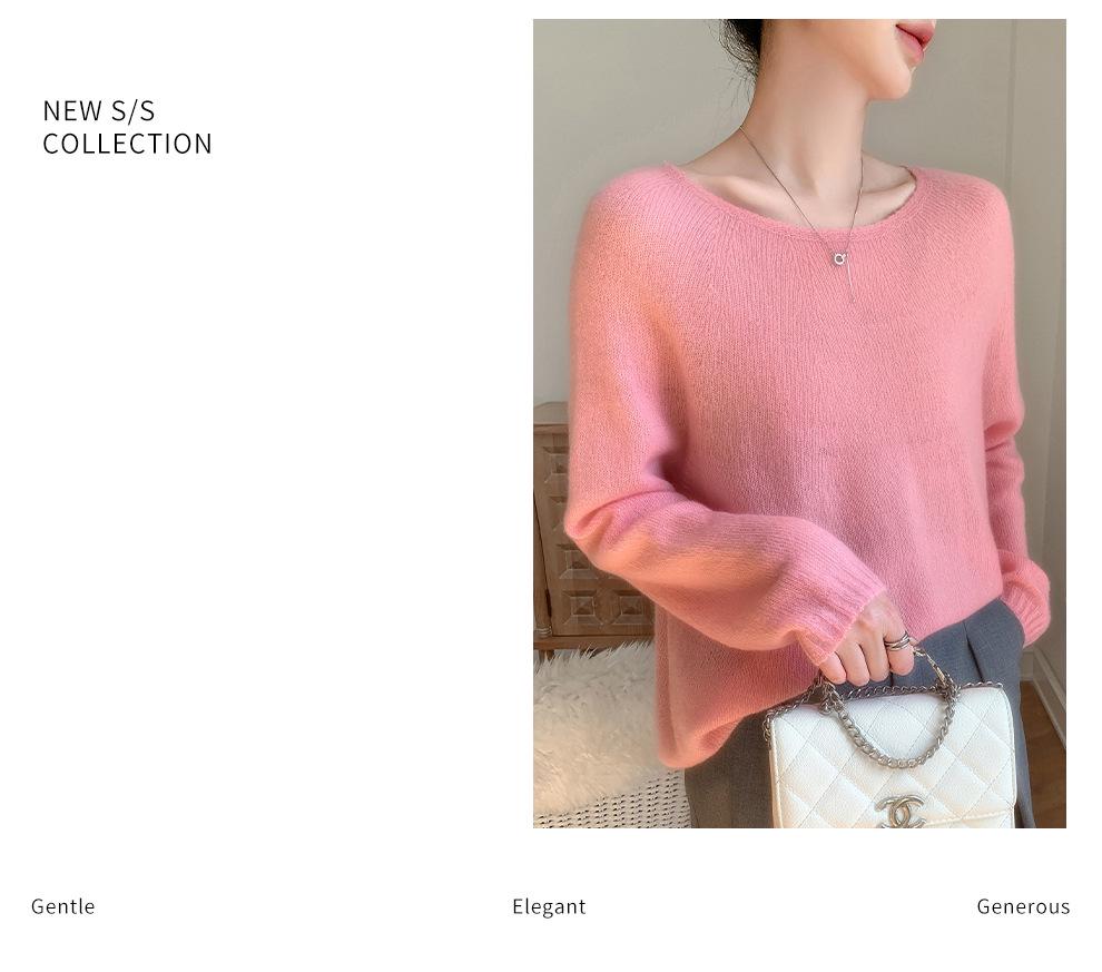Elegant One-Shoulder Mulberry Silk Cashmere Sweater for Women - Slimming Autumn/Winter Knit Base Layer