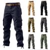 Men's Multi-Pocket Cargo Pants, Loose Fit Wide Leg Casual Trousers