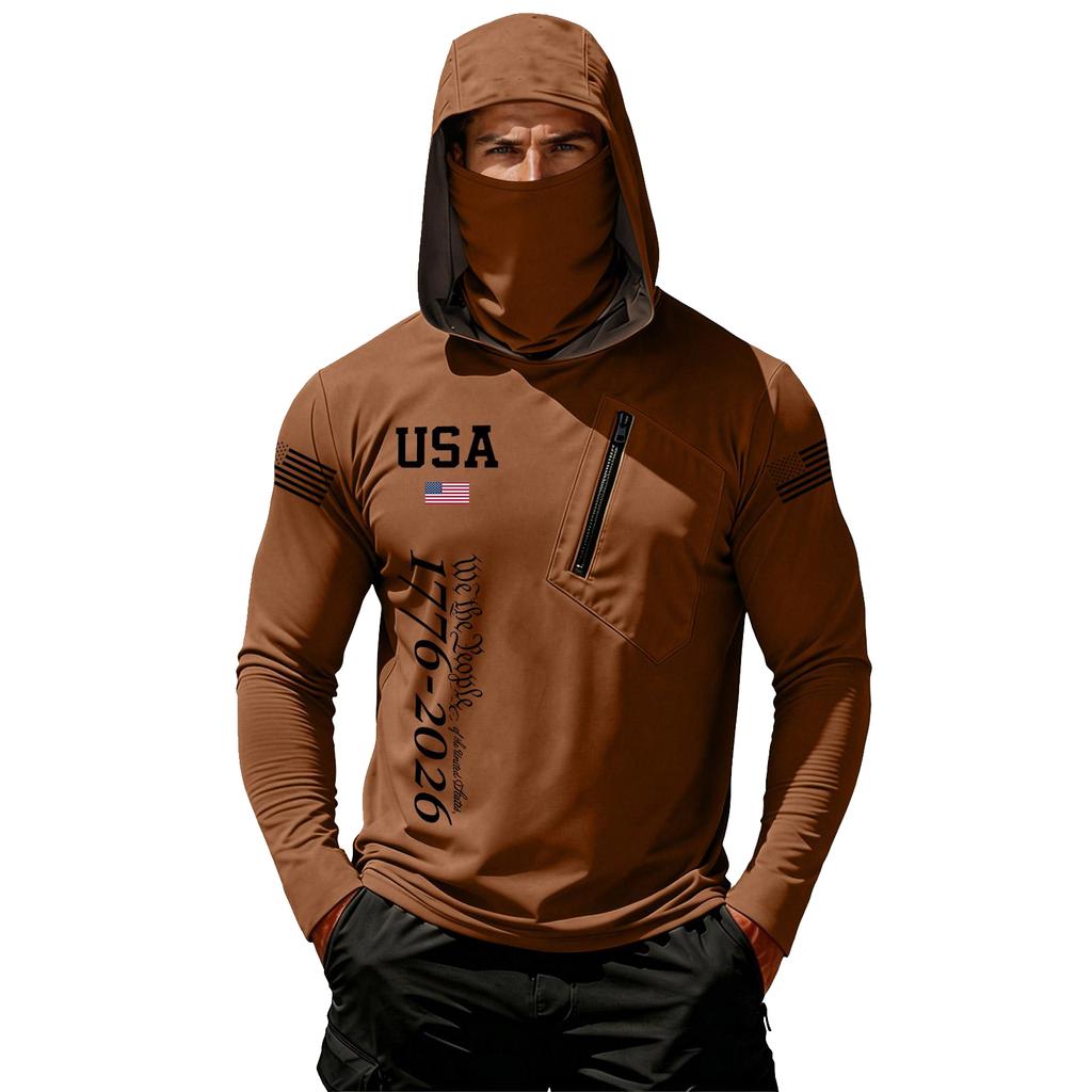 Camiseta Casual con Capucha de Manga Larga para Hombre con Protección Solar