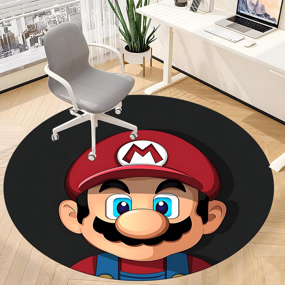 1pc Mario Game Office Round Area Rug, Indoor Mat Suitable For Office, Under Office Chairs Bedroom Living Room Home Decor, Room Deco013