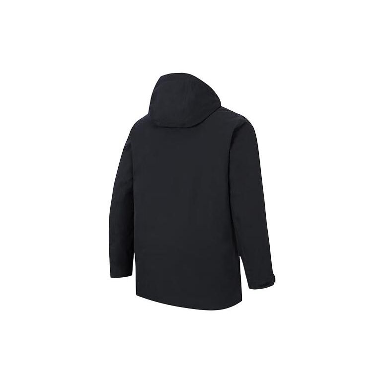 Anta Solid Color Water-Resistant Mid-Length Hooded Snow Shell Down Jacket Men Outerwear Basic-Black 152417909-2