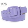 Women Belt Multi Holes Adjustable Length Square Buckle Faux Leather Waistband Jeans Dress Coats Candy Color Belt