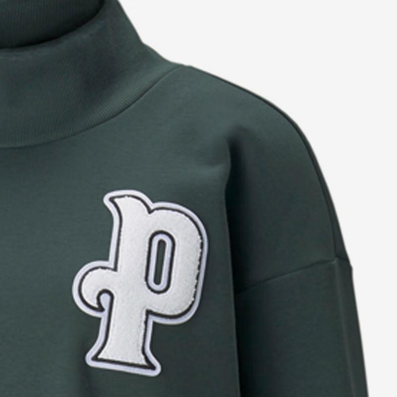 Puma Sportovní lifestylová série Mikina s potiskem písmen se stojáčkem a dlouhým rukávem Dámské topy Tmavě zelená 534387-80