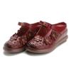 New Summer Top Layer Cowhide Sponge Soles Women's Shoes for Women's National Style Genuine Leather Flowers Slippers Breathable