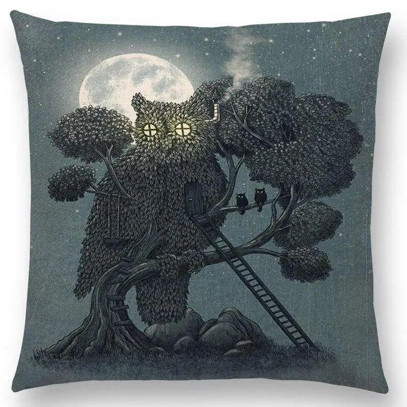 Sofa Throw Pillow Cover Home Decor Cute Little Ghost Sailing Whale Ocean Diver Print Cushion