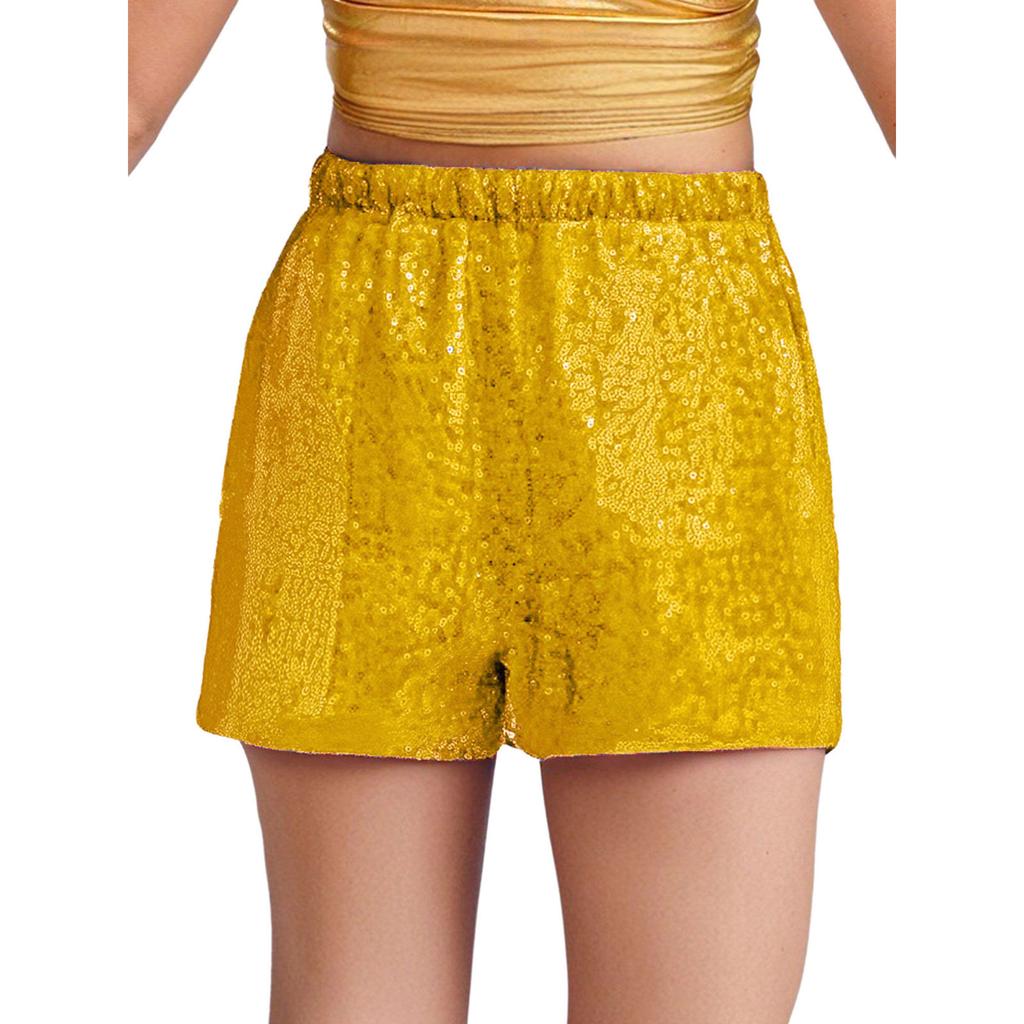 Girls Sequined Dance Shorts Elastic Waist Shiny Sequins Jazz Performance Cheerleading Competition Bottom