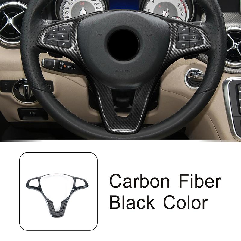 

Car Console Steering Wheel Button Panel Frame Sticker Carbon Color Trim For Mercedes Benz CLA C117 A W176 C W205 Class 2015-2018 углеродного волокна черного