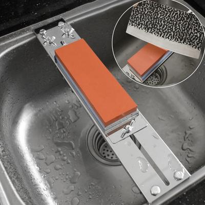 Stainless Steel Sink Sharpening Stone Holder Adjustable Length Whetstone Non-slip Base Knife Sharpener Grindstone Accessories