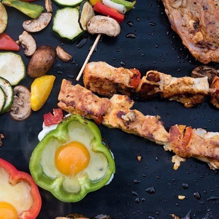 Set of 4 Reusable Non-Stick Baking Mats for Gas Barbecue Black