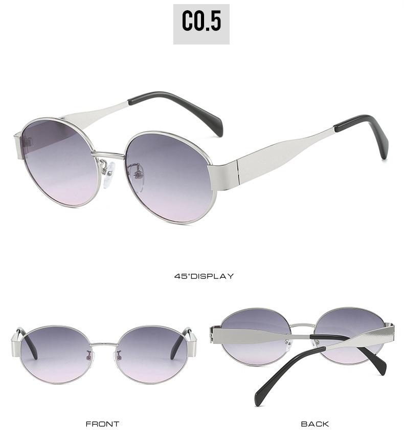 2024 Oval Metal Sunglasses: Trendy Small Round Lens for Men & Women