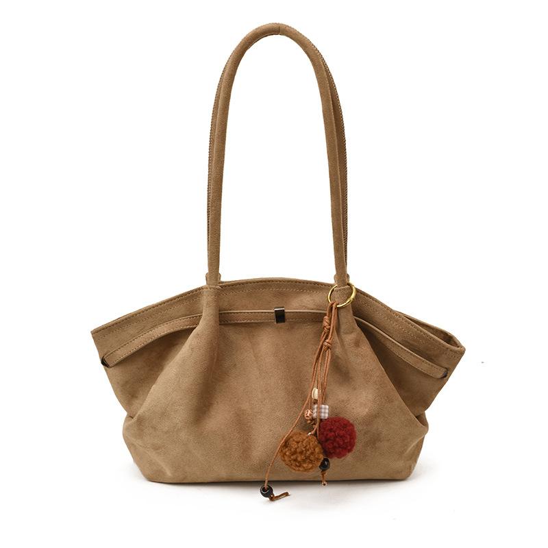 New Suede Pleated Retro Wing Bag 2025 Shoulder Bag Underarm Bag Large Capacity Retro Matte Tote Bag