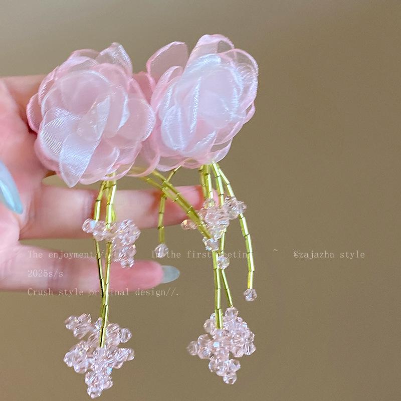Handcrafted Beaded Flower Tassel Earrings - Trendy Beach Style Statement Accessories for Women