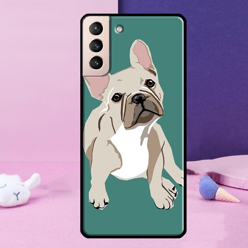 Cute French Bulldog Phone Case For Samsung Galaxy S25 Ultra S23 S20 S21 S22 S24 FE S9 S10 Plus S24 Ultra Cover