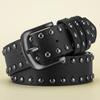 1pc Men's Retro Alloy Needle Buckle Women's Belt Round Rivet Belt Punk Hip Hop Rock Jeans Belt PU Leather Belt For Men and Women
