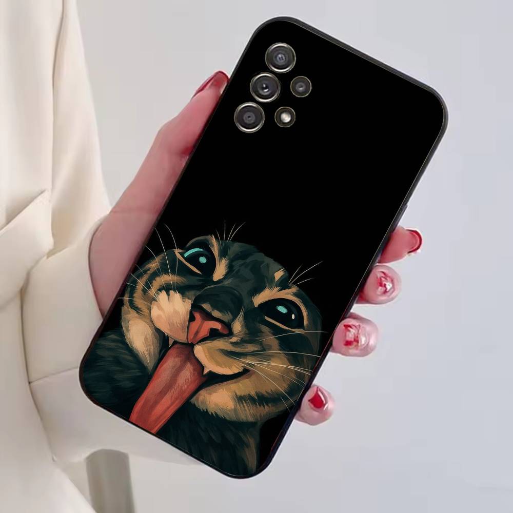 Cat Memes F-Funny Cute Phone Case For Samsung S25,S24,S21,S22,S23,S30,Ultra,S20,Plus,Fe,Soft Silicone Black Cover
