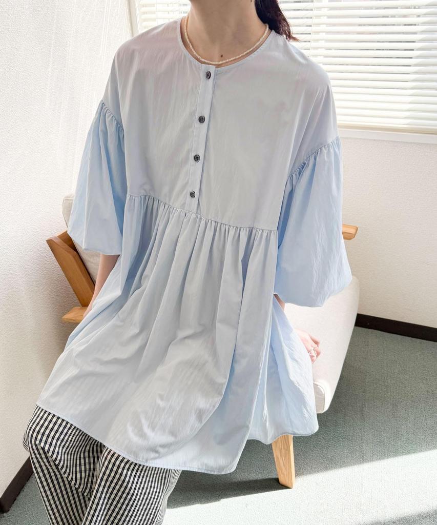 URBAN RESEARCH DOORS Women's Volume Sleeve Tunic Dress, Size SAX M, DRA4-23R105