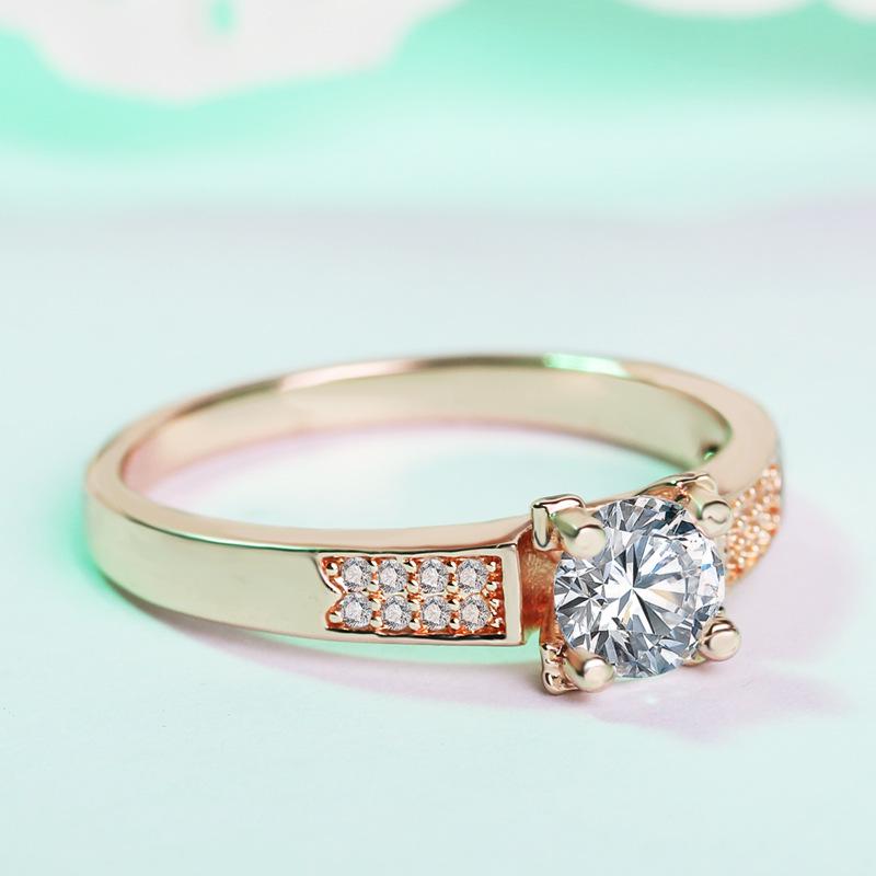 Korean Version of Rose Gold Ring High Carbon Imitation Diamond Ring Fashion Women's Pair Ring