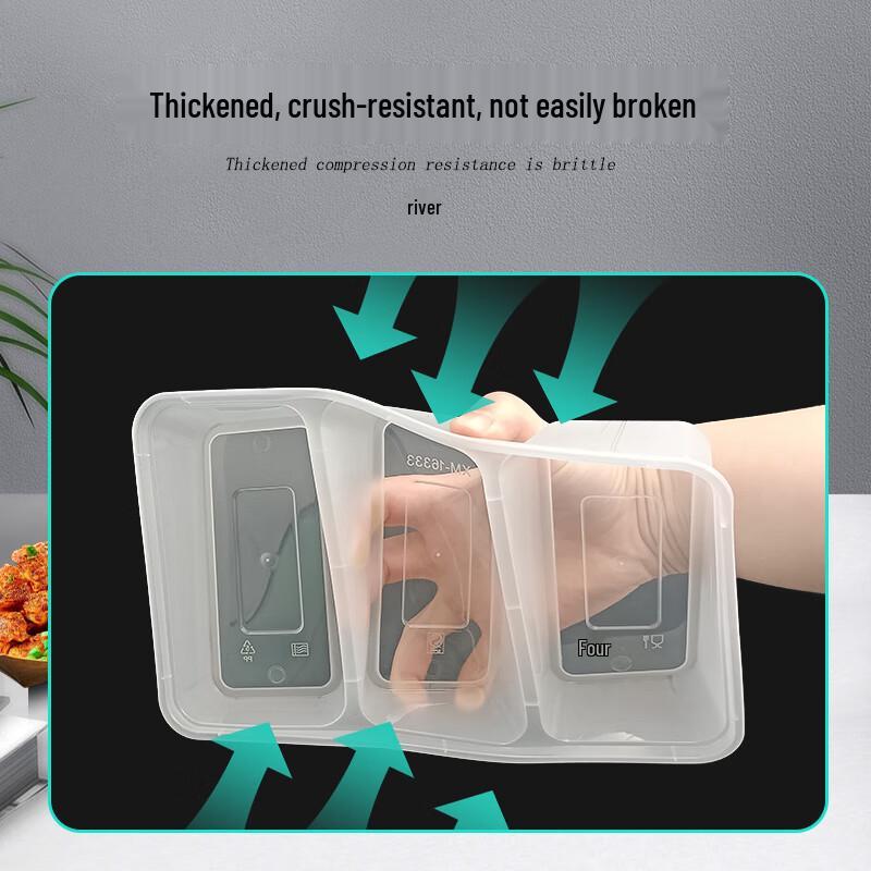900ml 3-Compartment Disposable Meal Boxes