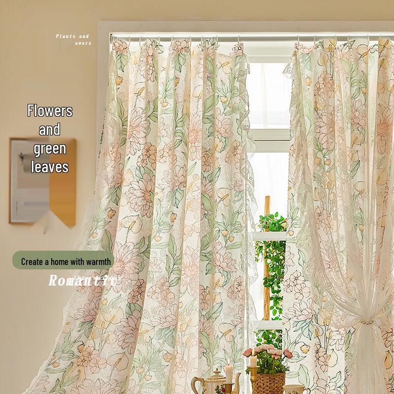 Nordic French Floral Fabric Wall Curtain